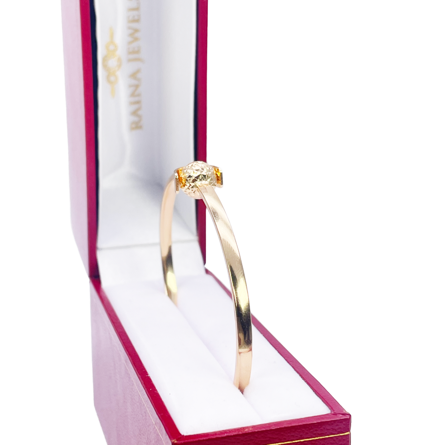 18ct Gold Bangle Diamond Cut High Polished Bracelet Diameter 2.3 Inches 