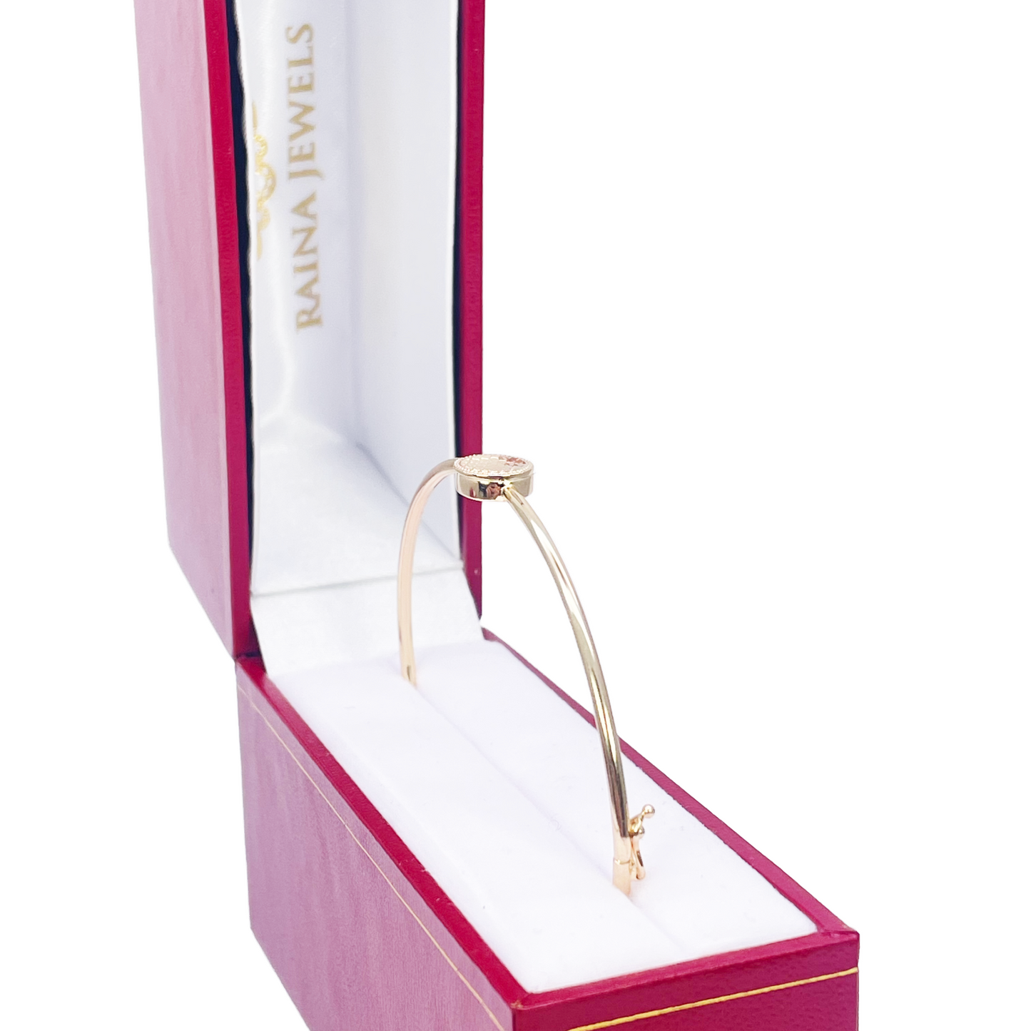 18ct Gold Bangle Minimalist Diamond Cut High Polished Bracelet Diameter 2.3 Inch 