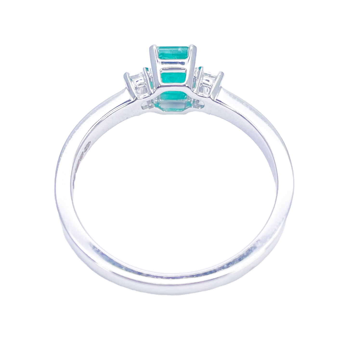 18ct Gold Emerald Diamond Ring Natural Baguette & Emerald Cut 0.75ct  Diamond Ring