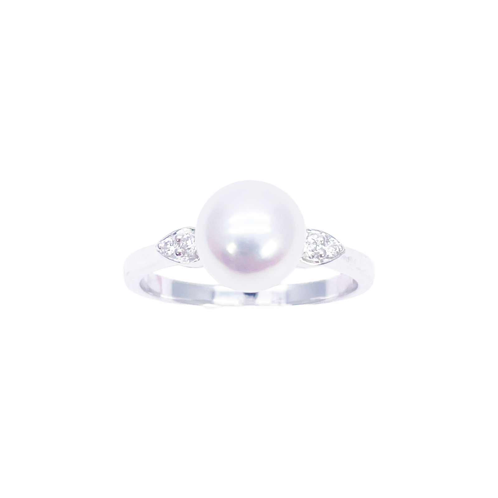 18ct Gold Freshwater Pearl Diamond Ring Natural Round 0.07ct  Diamond Ring