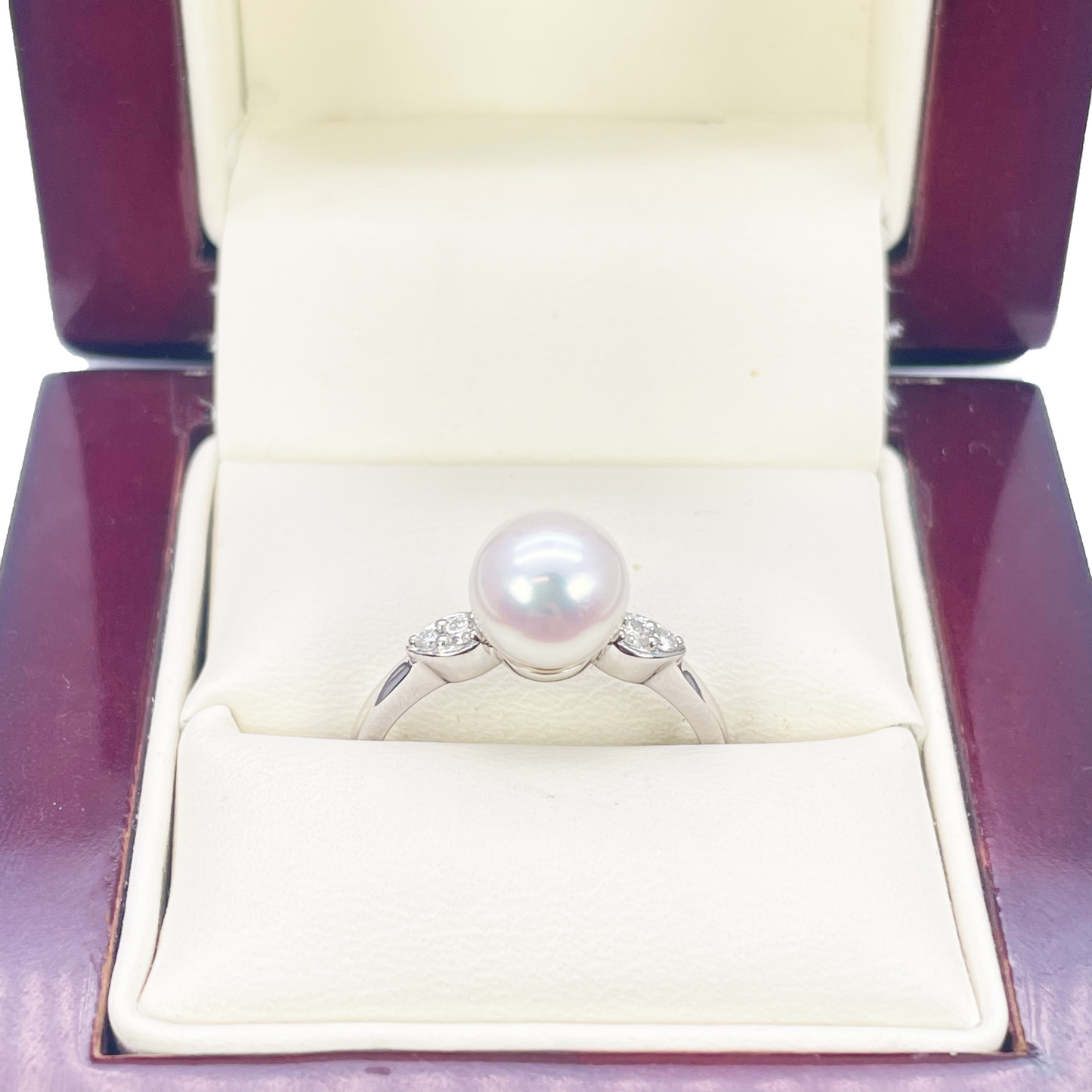 18ct Gold Freshwater Pearl Diamond Ring Natural Round 0.07ct  Diamond Ring