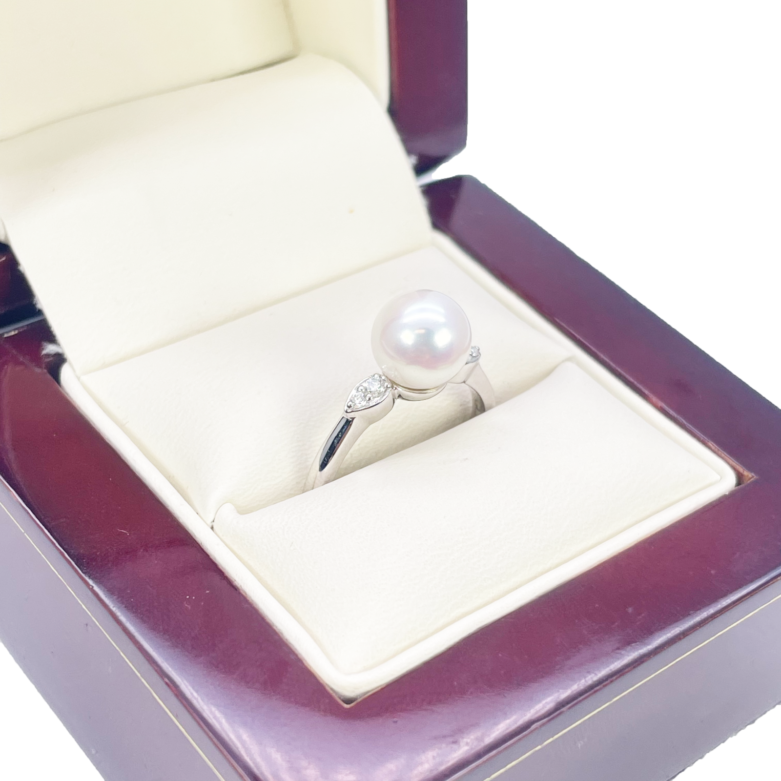 18ct Gold Freshwater Pearl Diamond Ring Natural Round 0.07ct  Diamond Ring