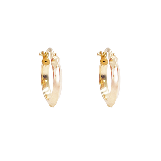 18ct Gold Hoop High Polished Diamond Cut Huggie Earrings 10.5mm Diameter 