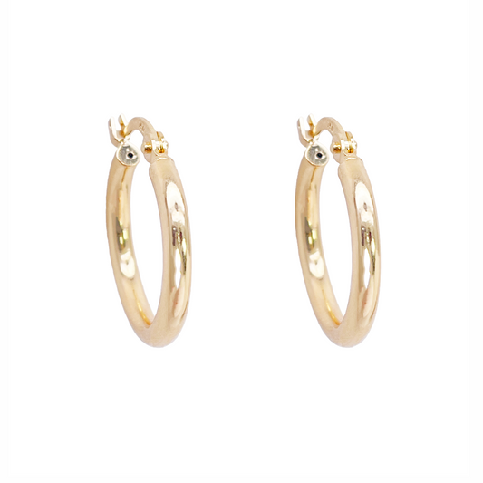 18ct Gold Hoop High Polished Minimalist Earrings 14.5mm Diameter  Diamond Bracelets