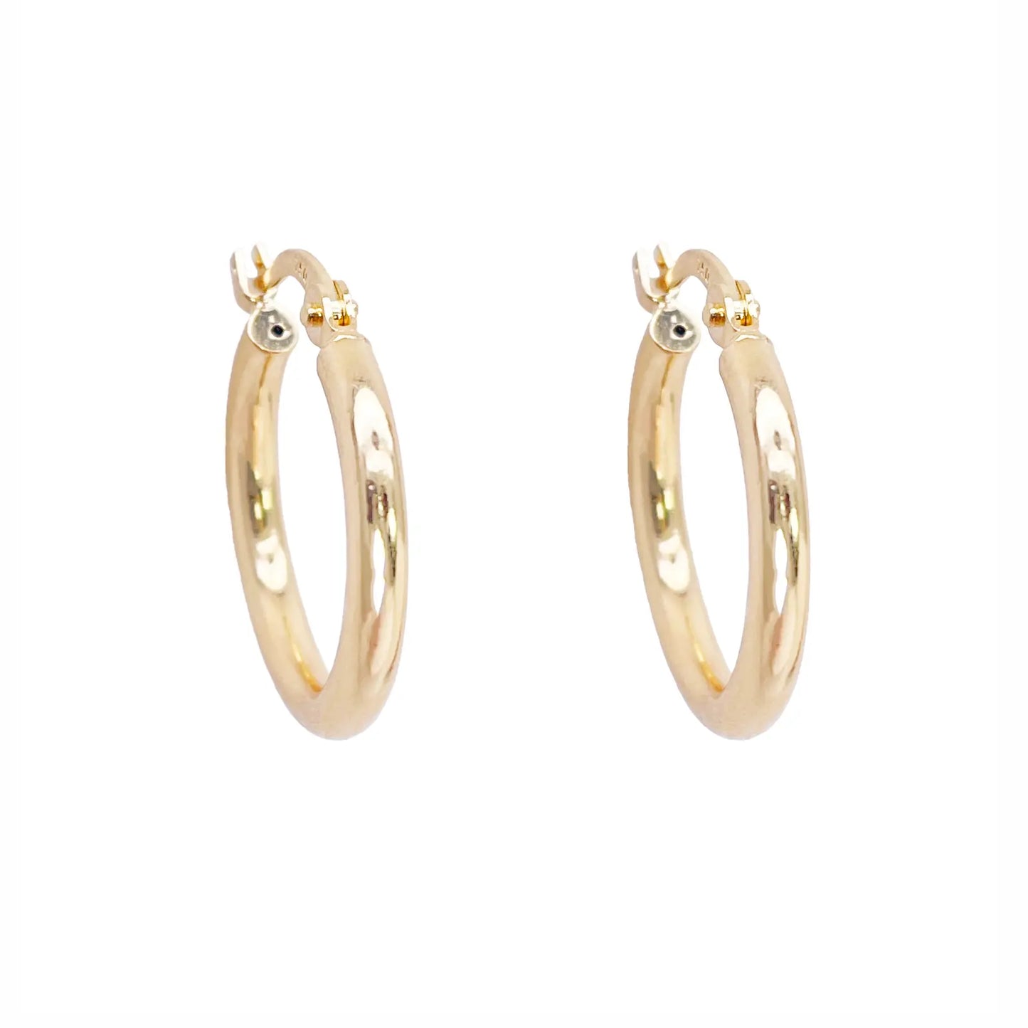 18ct Gold Hoop High Polished Minimalist Earrings 14.5mm Diameter  Diamond bracelet