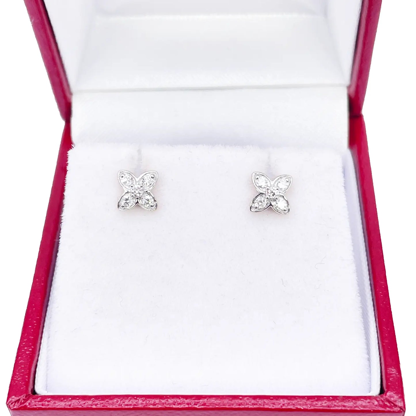 18ct Gold Natural Round Diamond Flower Childrens Stud Earrings 0.14ct 