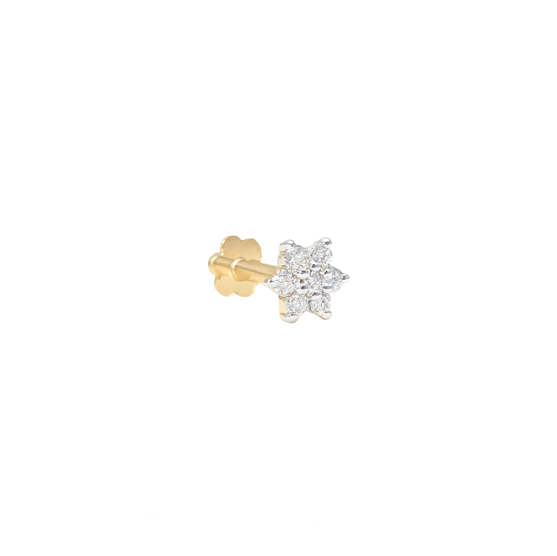 18ct Gold Natural Round Diamond Flower Nose Stud 0.09ct  Diamond Bracelets