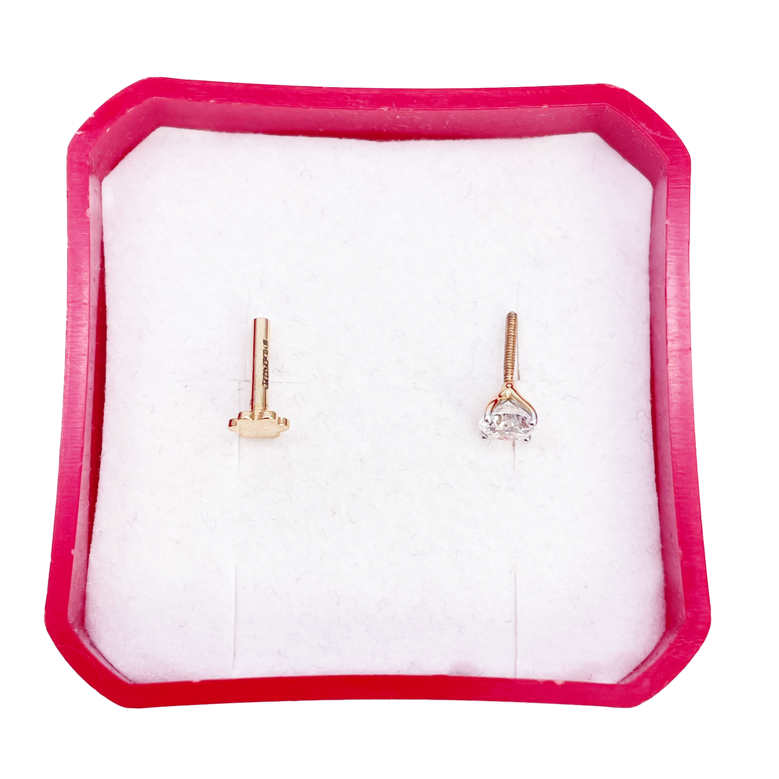 18ct Gold Natural Round Diamond Nose Stud Pin 0.20ct 4 Claw Certified 3.7mm Wide 