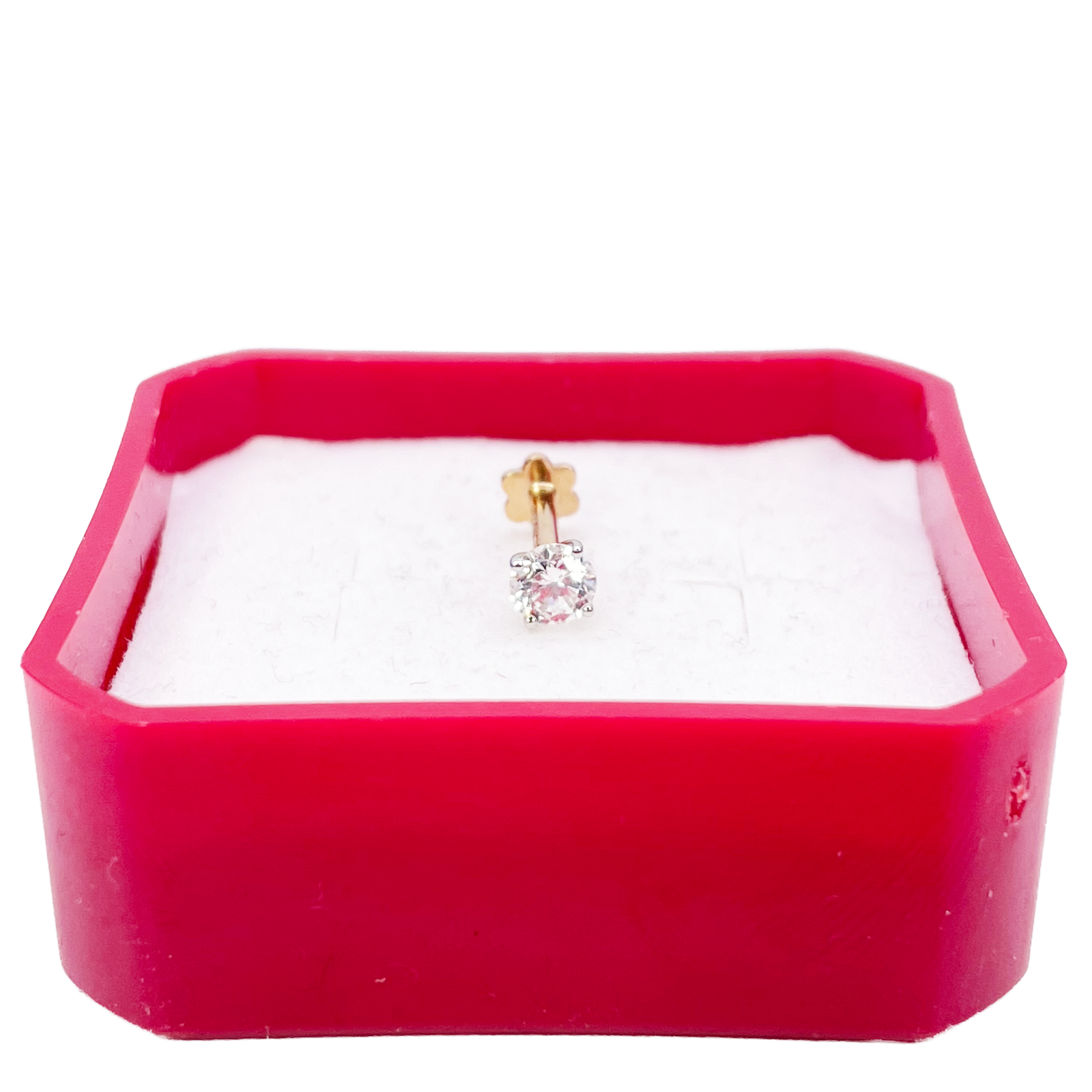 18ct Gold Natural Round Diamond Nose Stud Pin 0.20ct 4 Claw Certified 3.7mm Wide 