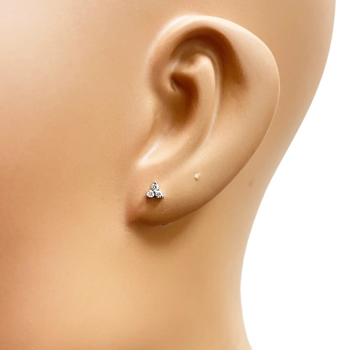 18ct Gold Natural Round Diamond Three Stone Children's Studs Earrings 0.10ct  Diamond Earrings