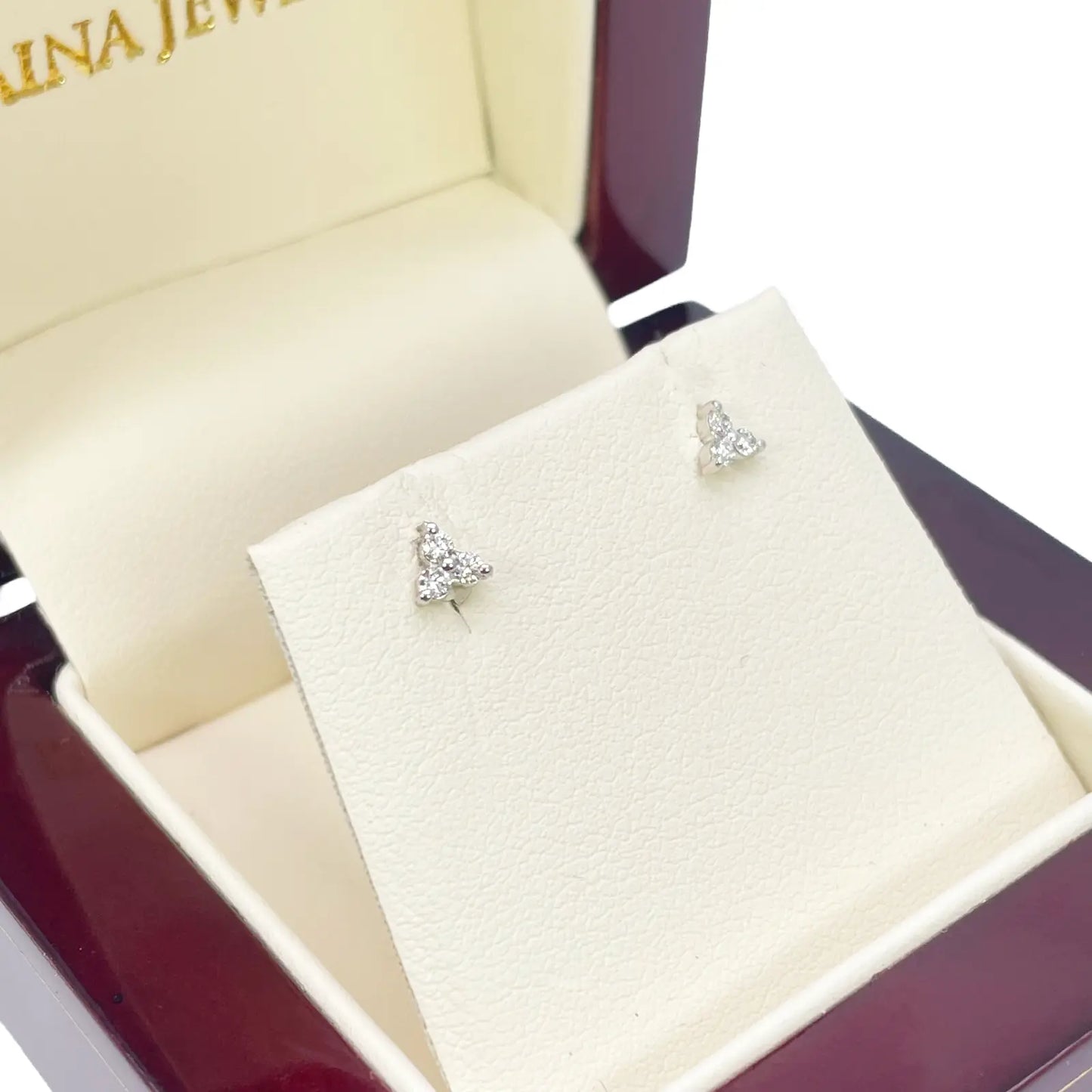 18ct Gold Natural Round Diamond Three Stone Children's Studs Earrings 0.10ct  Diamond Earrings