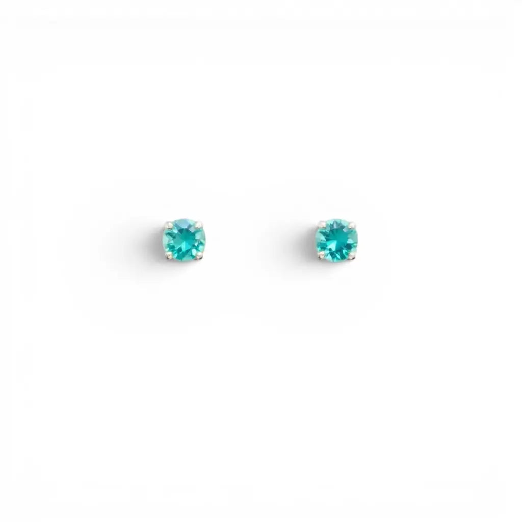 18ct Gold Natural Round Emerald 4-Claw Children's Earrings 0.20ct 2.9mm Width  Children's gold earring