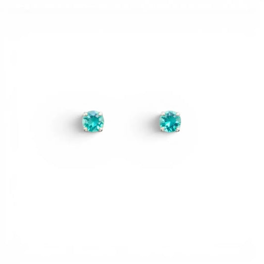 18ct Gold Natural Round Emerald 4-Claw Children's Earrings 0.20ct 2.9mm Width  Children's gold earring