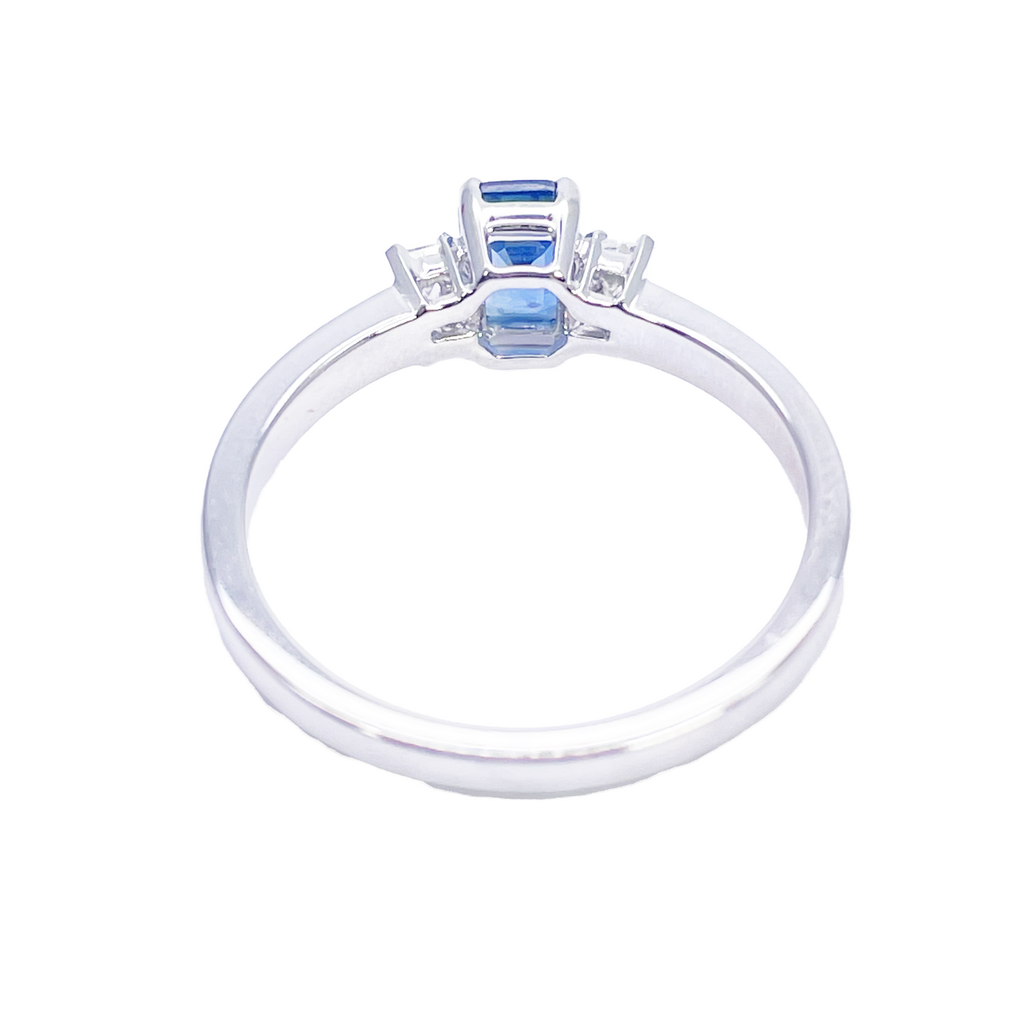 18ct Gold Sapphire Diamond Ring Natural Baguette & Emerald Cut 0.86ct  Diamond Ring