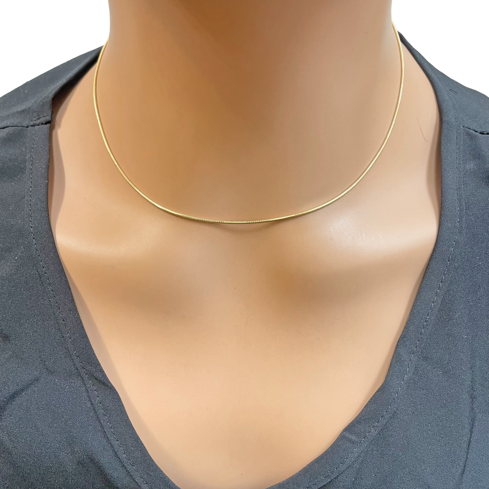 18ct Gold Snake Chain 16 Inches Necklace 1mm Width 