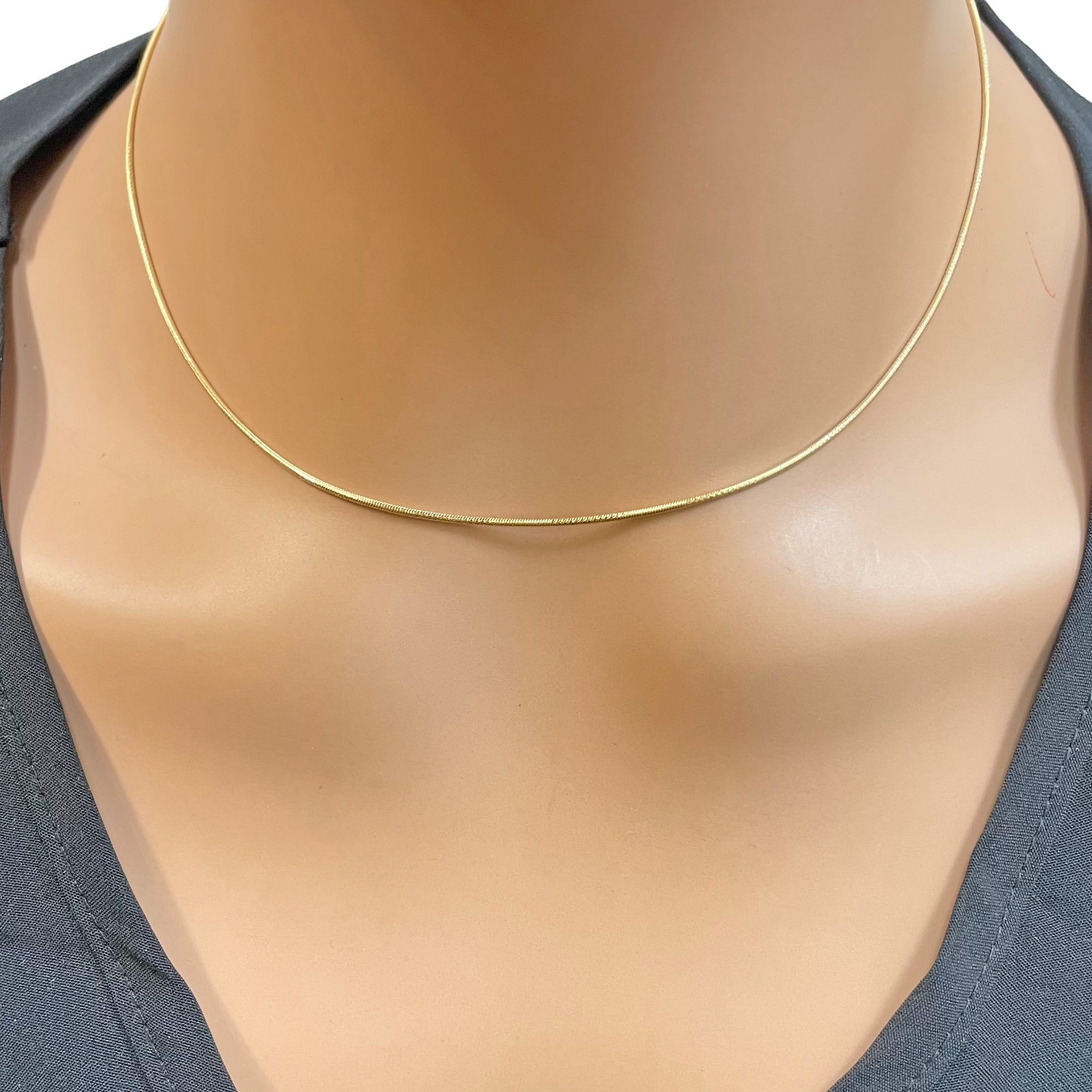18ct Gold Snake Chain 16 Inches Necklace 1mm Width 