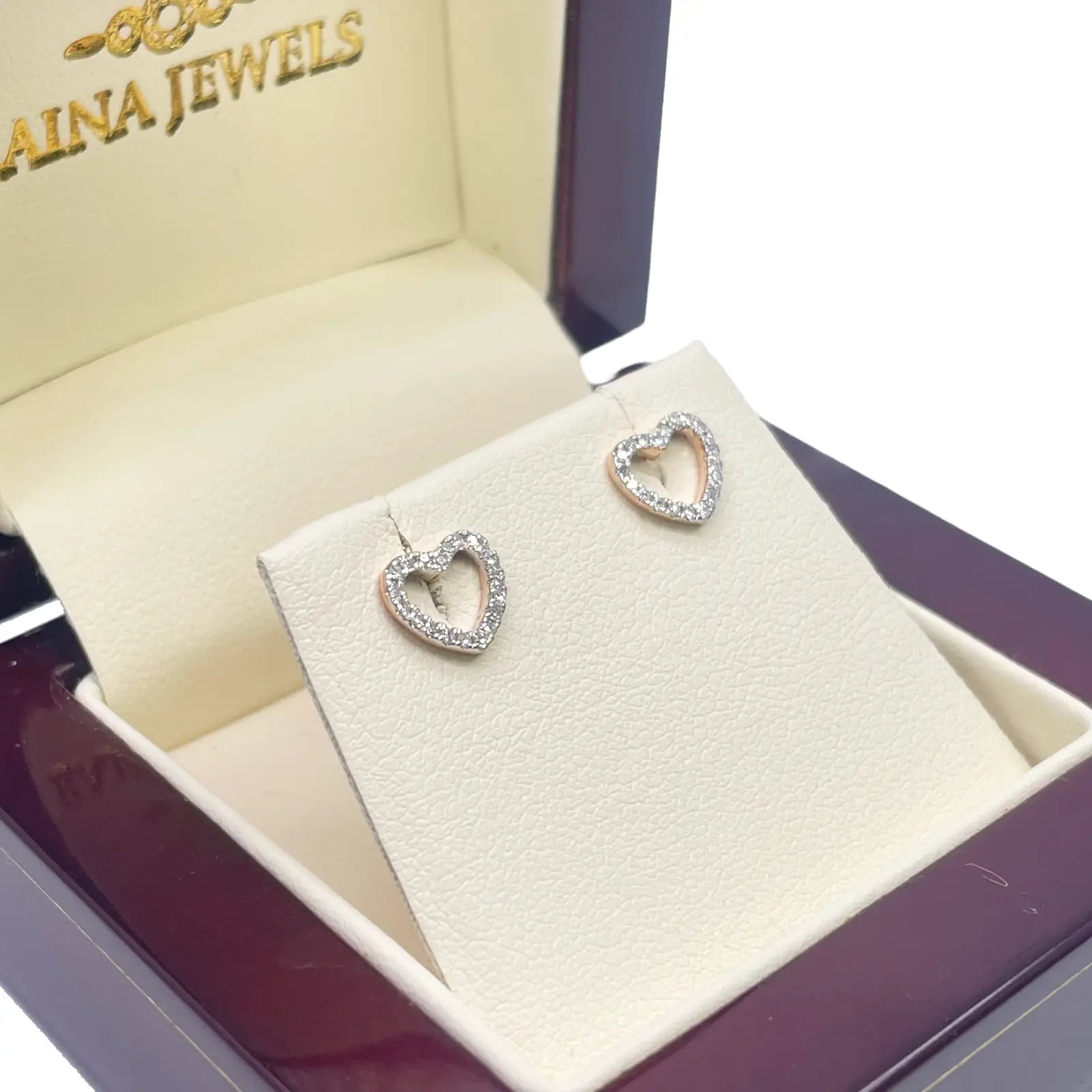 18ct Rose Gold Heart Natural Diamond Stud Earrings 0.12ct 