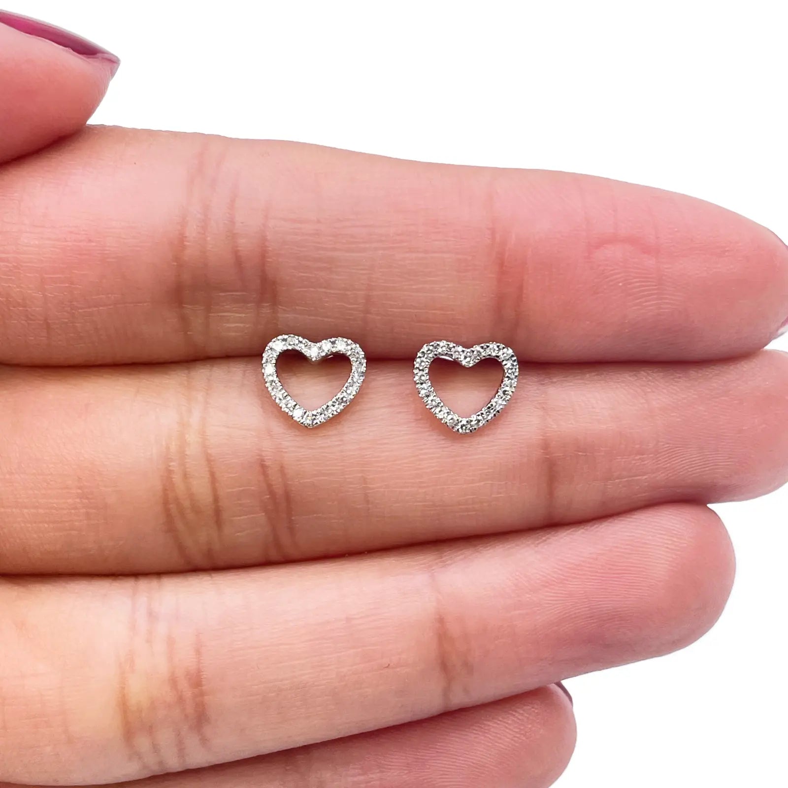 18ct Rose Gold Heart Natural Diamond Stud Earrings 0.12ct 