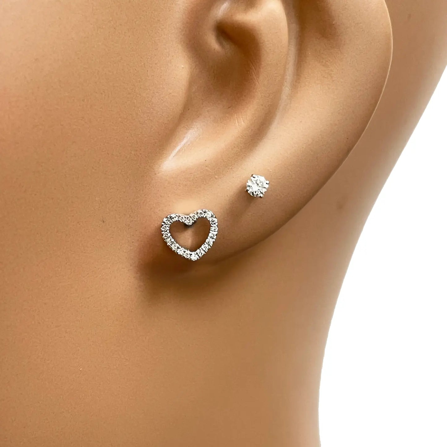 18ct Rose Gold Heart Natural Diamond Stud Earrings 0.12ct 