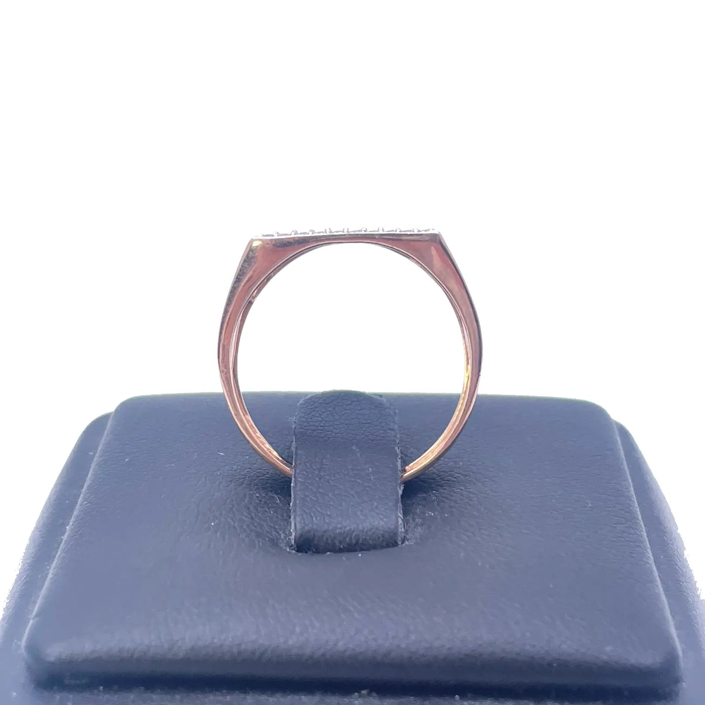 18ct Rose Gold High Polished Cubic Zirconia Men's Signet Ring 