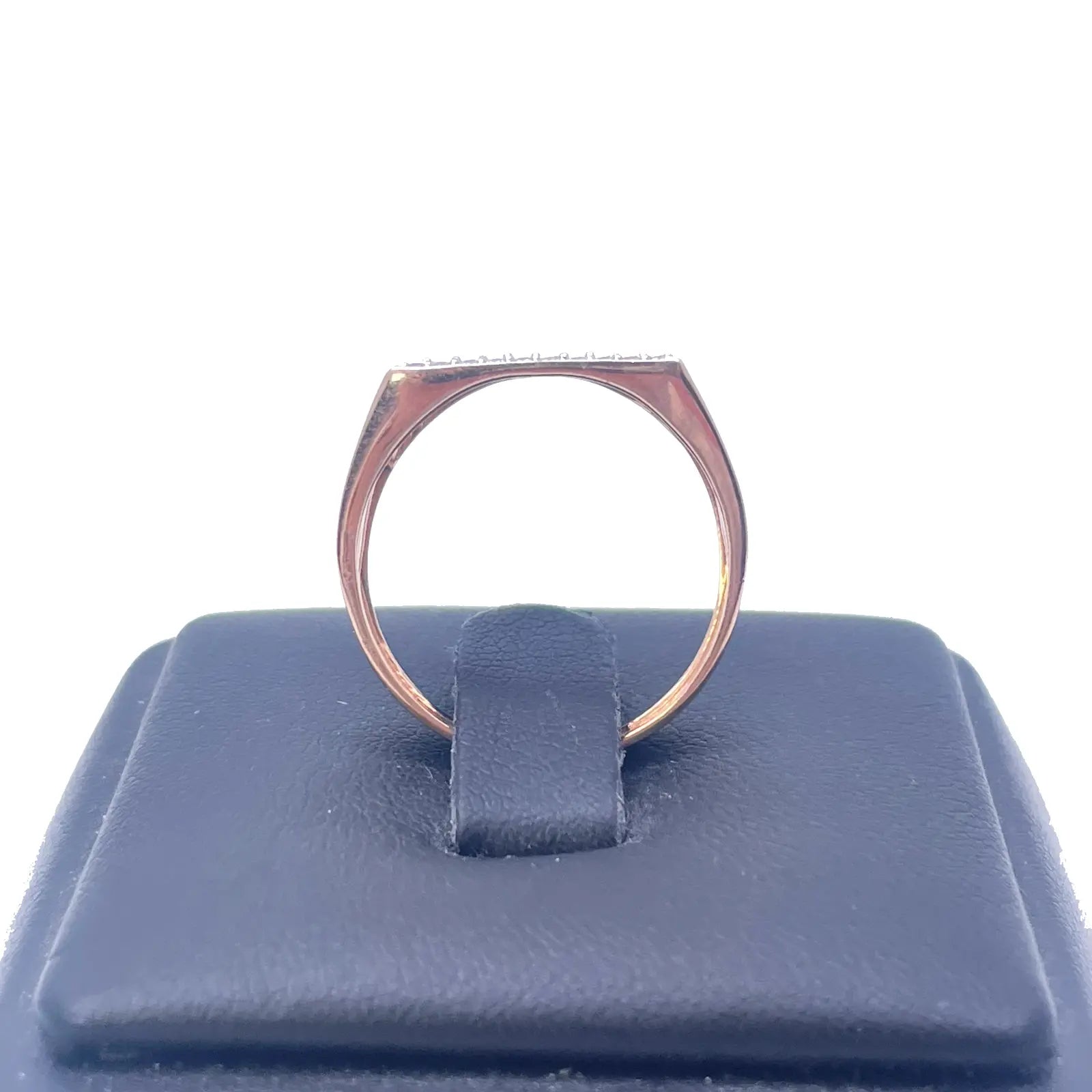 18ct Rose Gold High Polished Cubic Zirconia Men's Signet Ring 