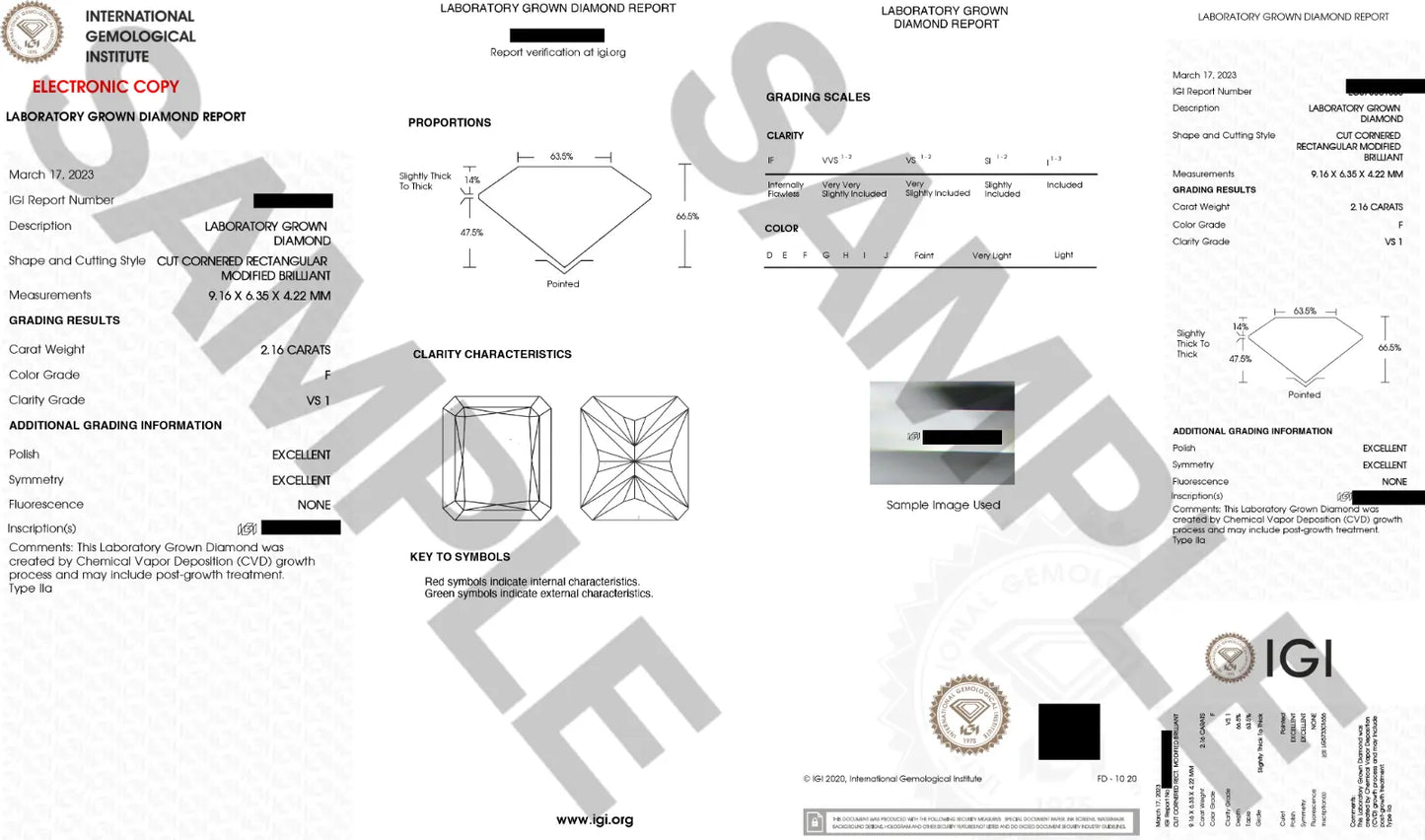 18ct White Gold 4-Claw Lab Grown Radiant Diamond Engagement Ring 2.28ct GIA  Diamond Ring