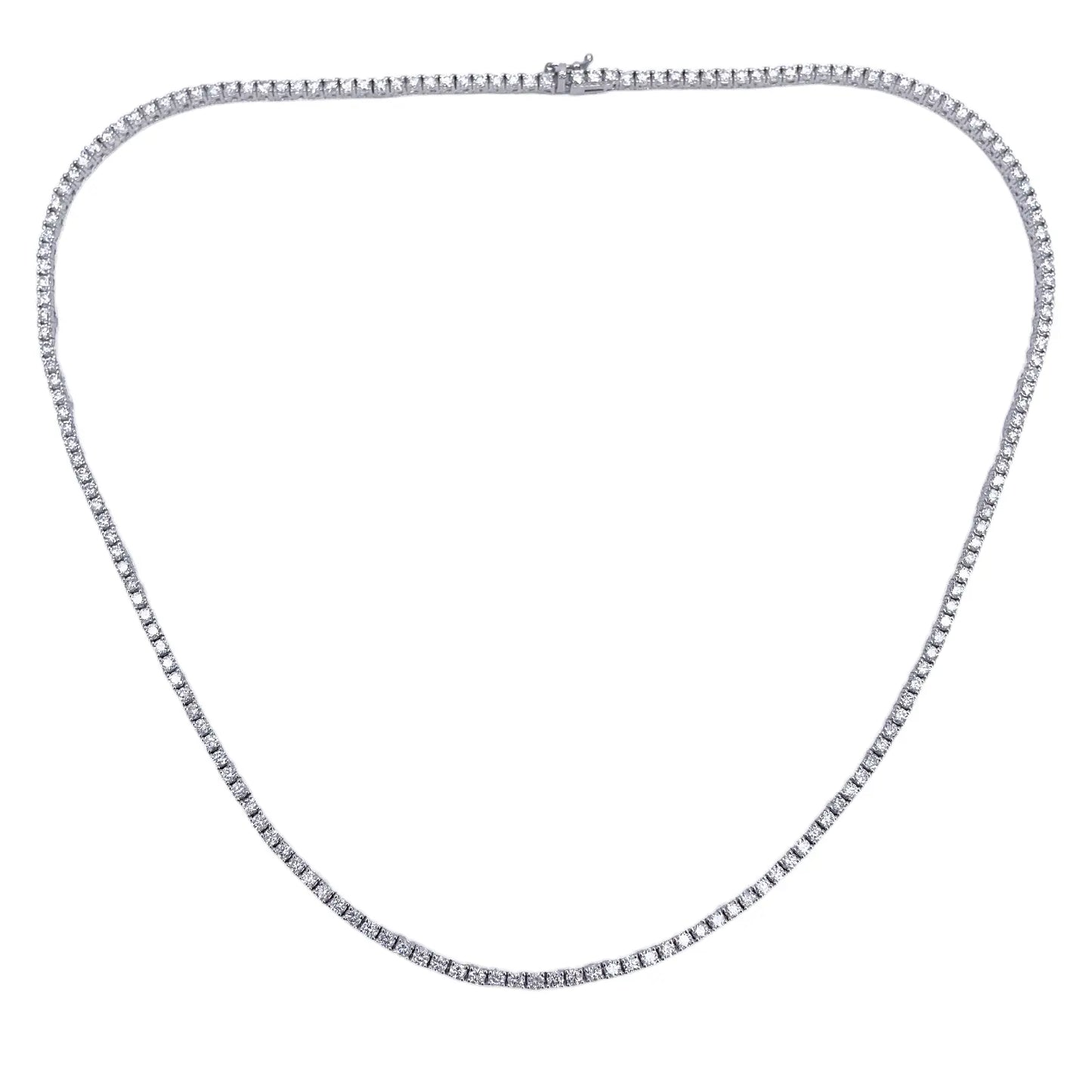 18ct White Gold 4-Claw Natural Diamond Tennis Necklace 6.00ct 17.5 Inches 
