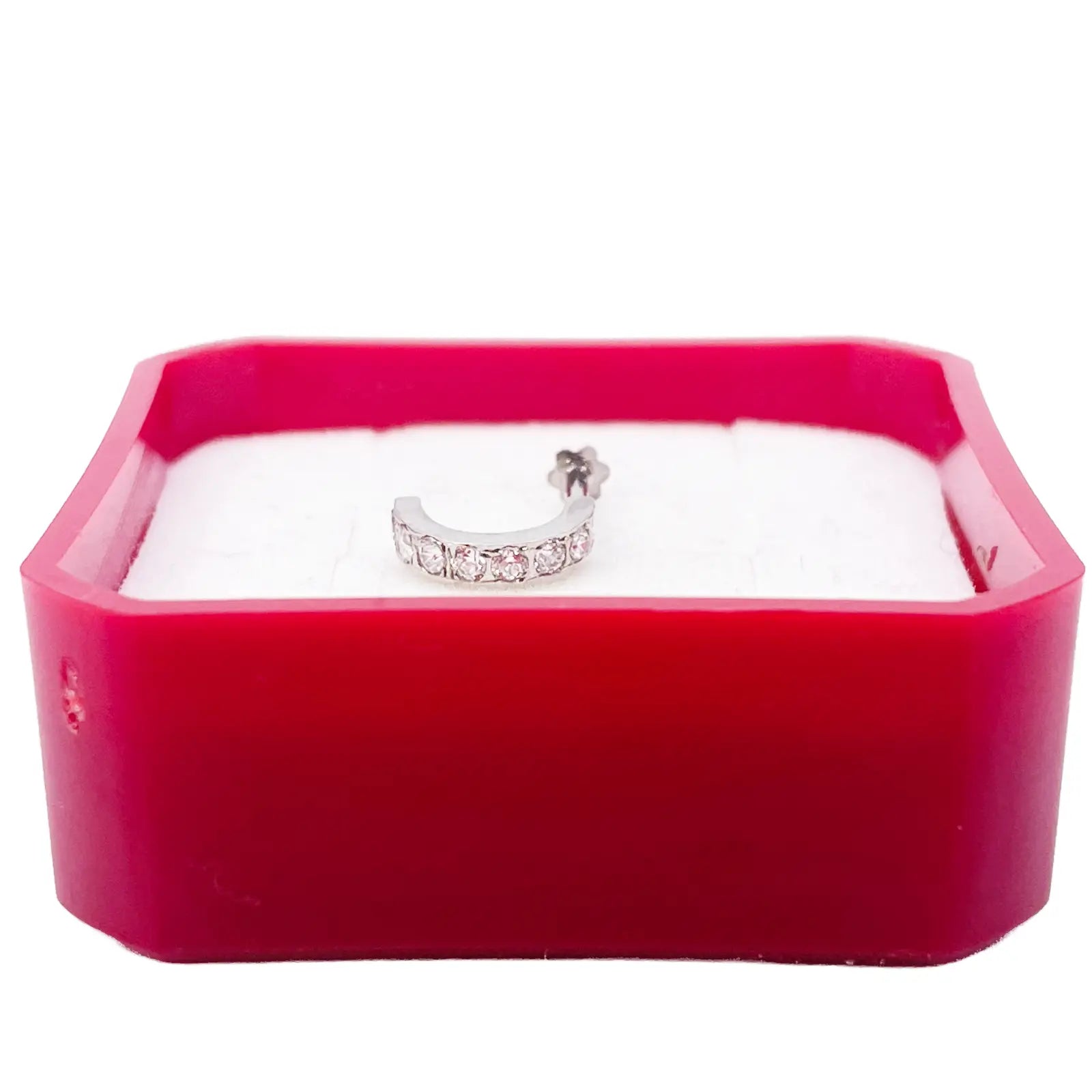 18ct White Gold Beautiful Small Half Hoop Nose Stud/Pin 8.7mm Length 