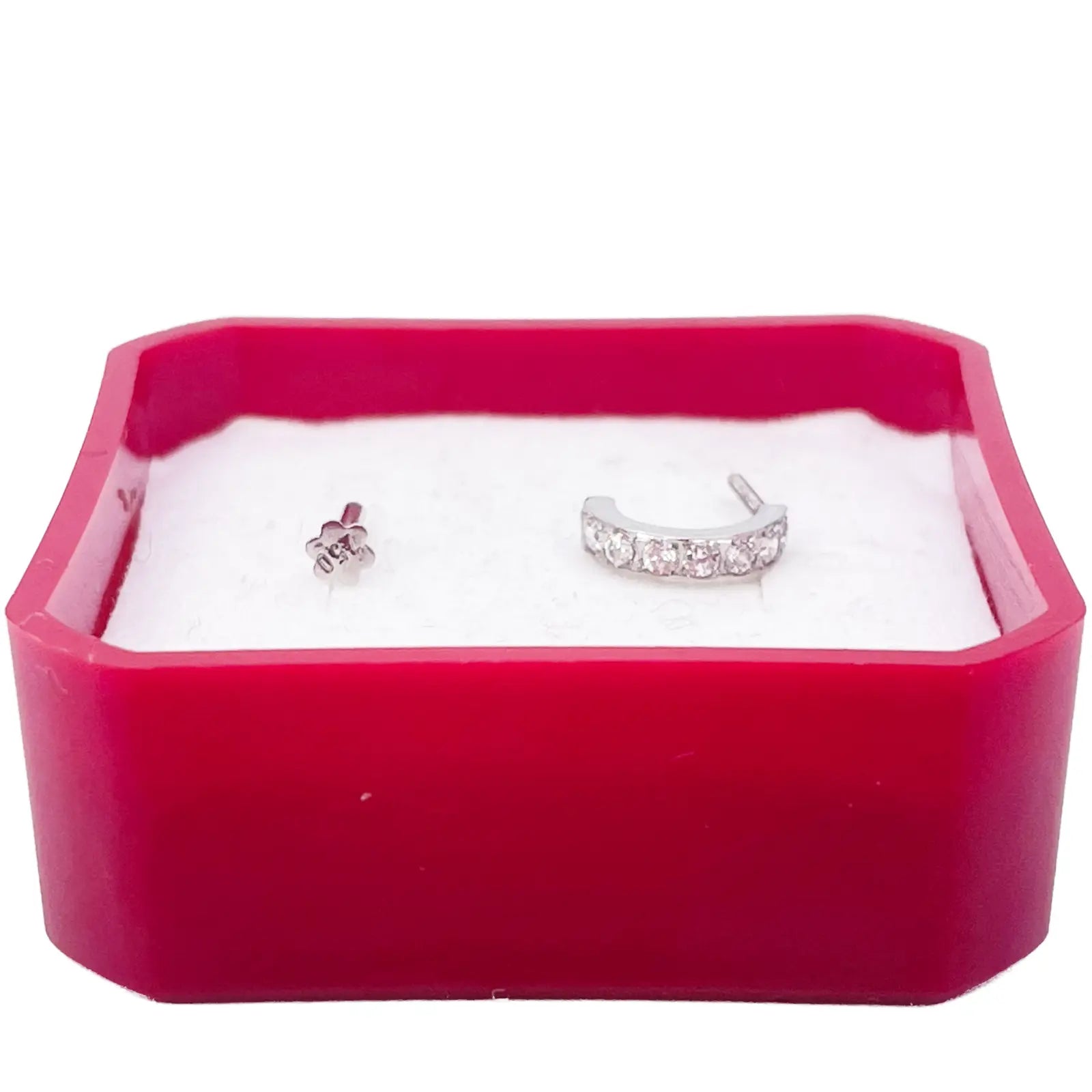 18ct White Gold Beautiful Small Half Hoop Nose Stud/Pin 8.7mm Length 