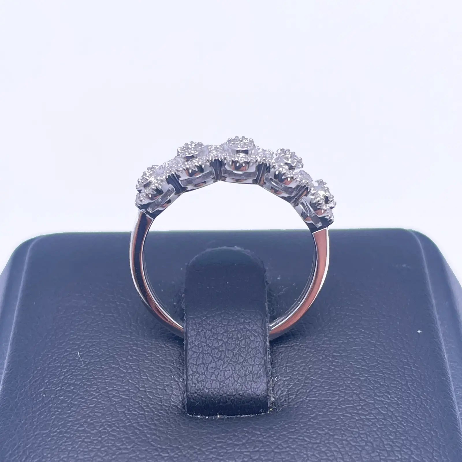 18ct White Gold Diamond 5 Oval Cluster With Baguettes Ring 0.49ct  Diamond Ring