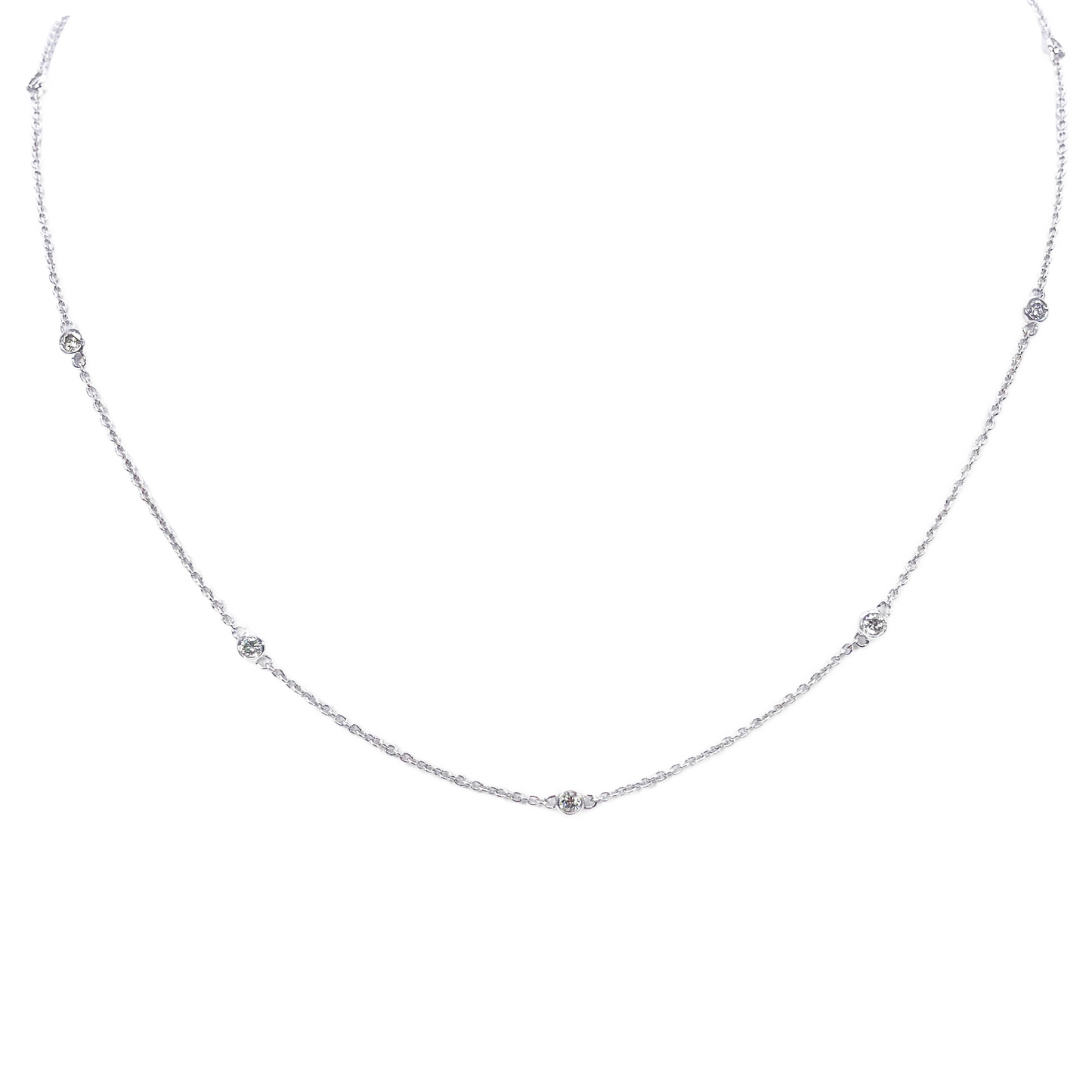 18ct White Gold Diamond By Yard Bezel Necklace 0.31ct 24''inches 2mm Width 