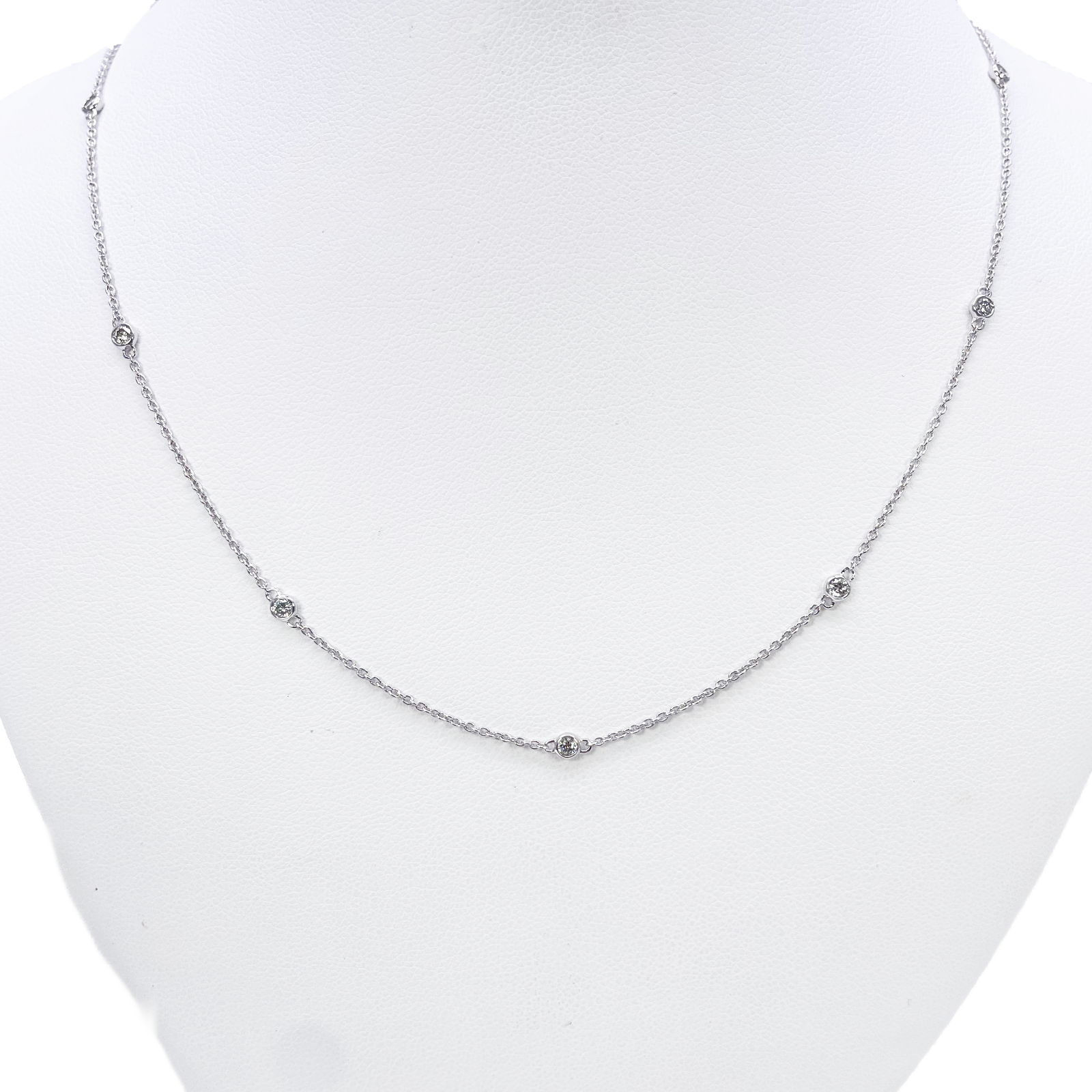 18ct White Gold Diamond By Yard Bezel Necklace 0.31ct 24''inches 2mm Width 