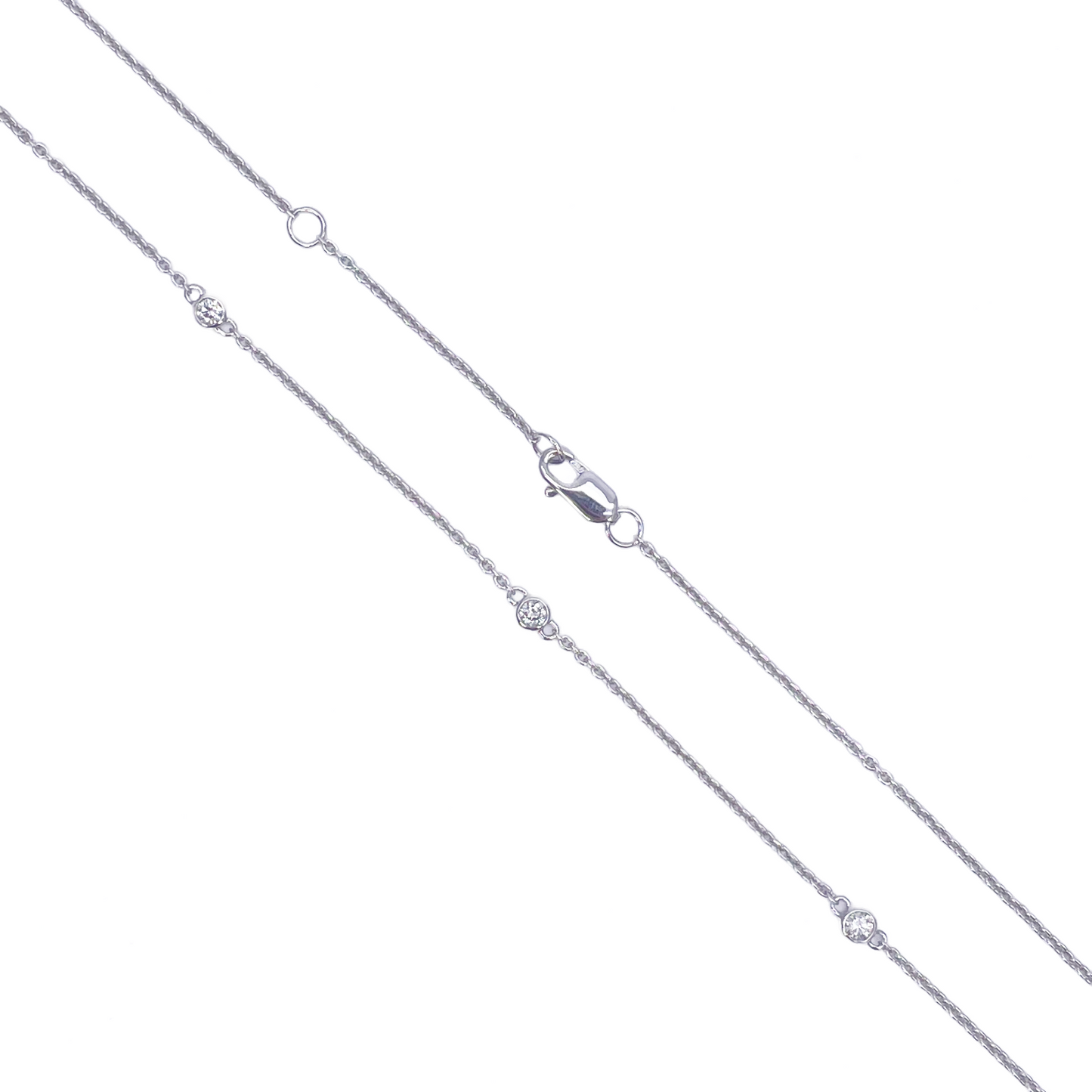 18ct White Gold Diamond By Yard Bezel Necklace 0.31ct 24''inches 2mm Width 