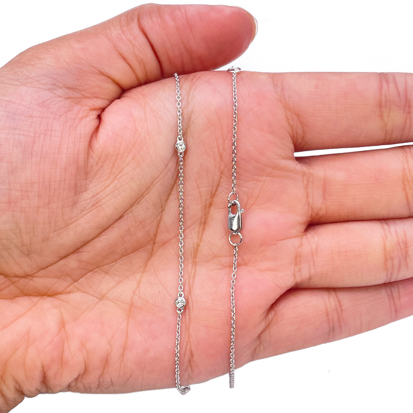 18ct White Gold Diamond By Yard Bezel Necklace 0.31ct 24''inches 2mm Width 