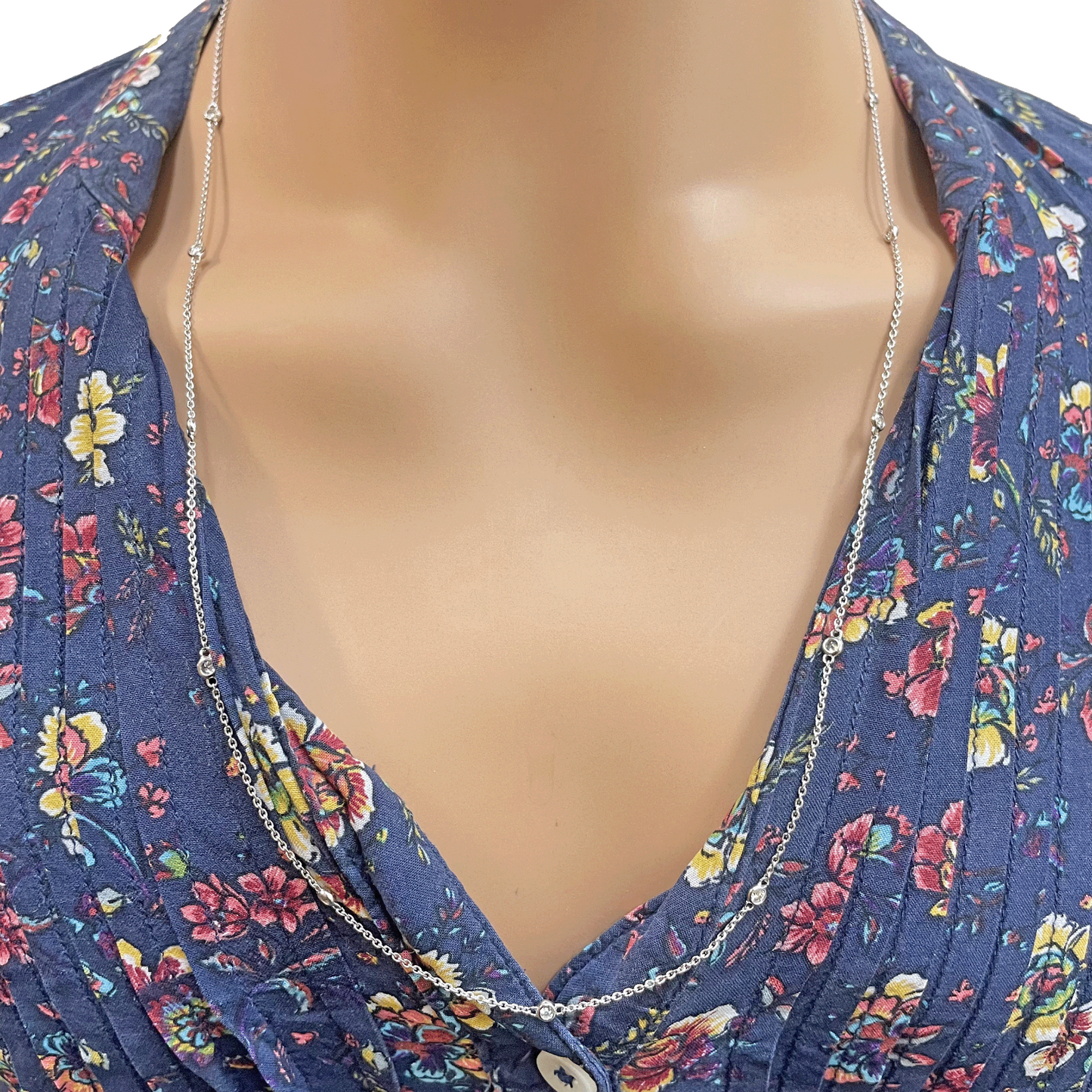 18ct White Gold Diamond By Yard Bezel Necklace 0.31ct 24''inches 2mm Width 