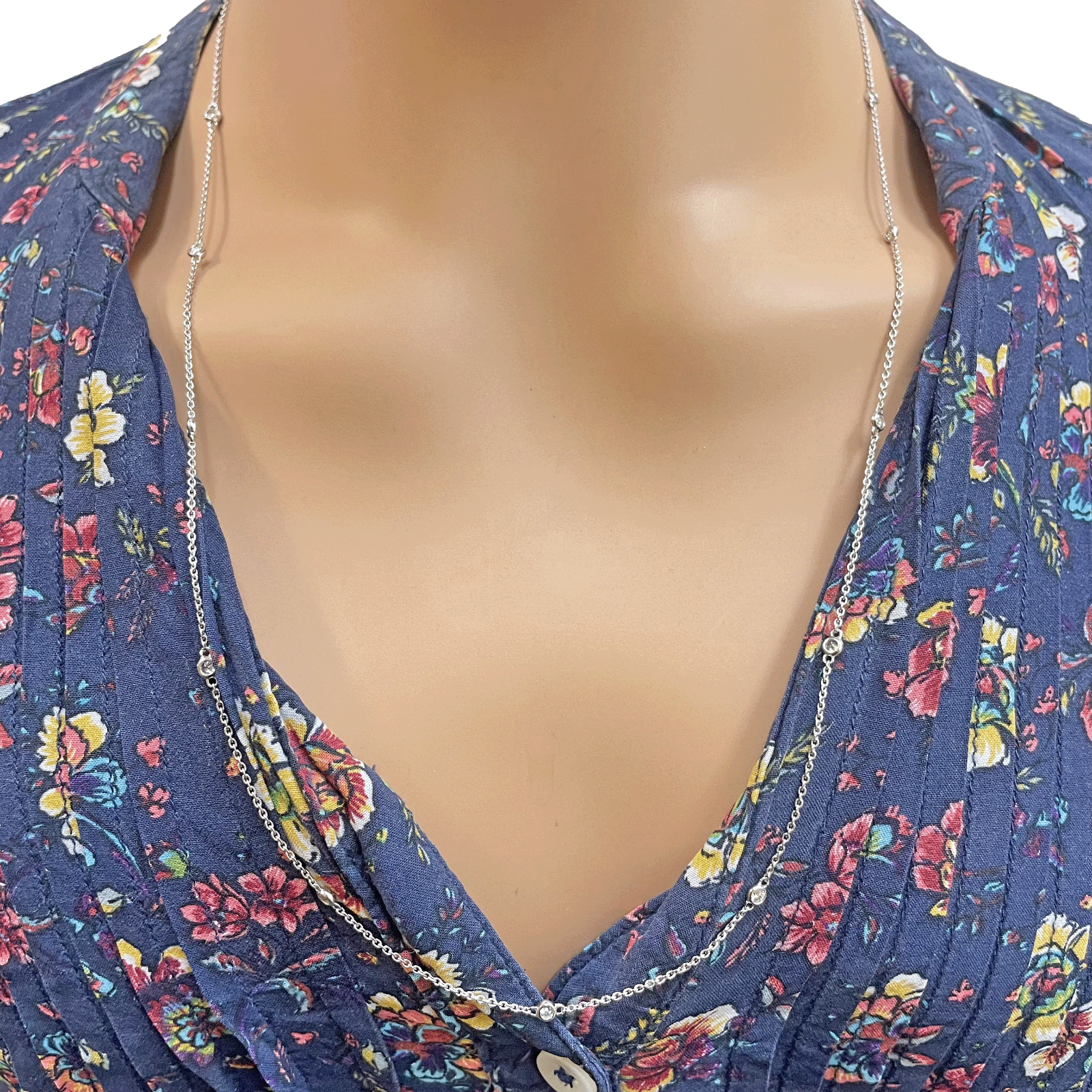 18ct White Gold Diamond By Yard Bezel Necklace 0.31ct 24''inches 2mm Width 