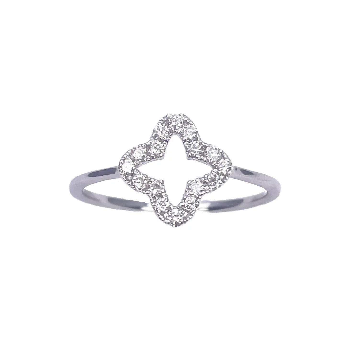 18ct White Gold Diamond Clover/Flower Shaped Ring 0.19ct  Diamond Ring