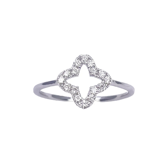 18ct White Gold Diamond Clover/Flower Shaped Ring 0.19ct  Diamond Ring