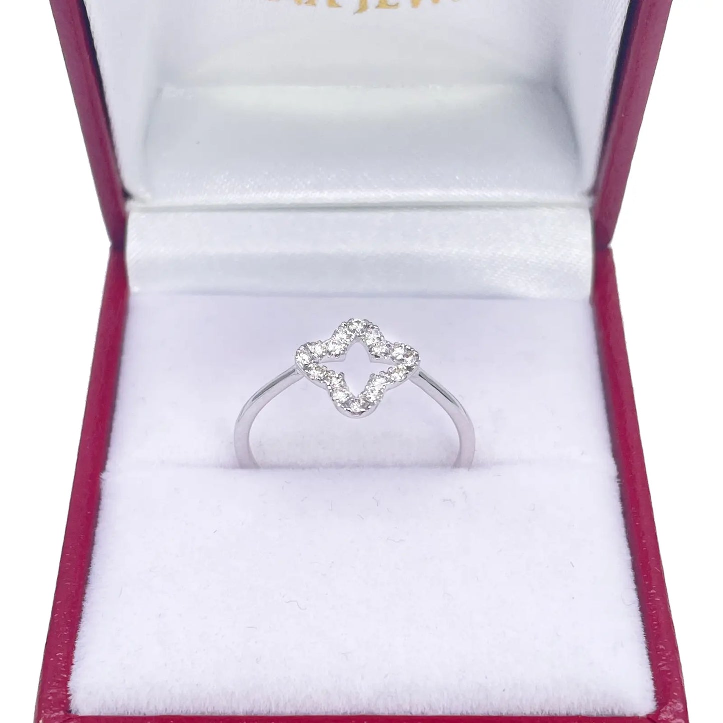 18ct White Gold Diamond Clover/Flower Shaped Ring 0.19ct  Diamond Ring