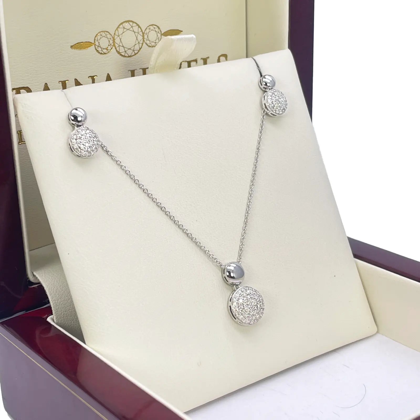 18ct White Gold Diamond Round Necklace Stud Earrings Matching Set 0.58ct 