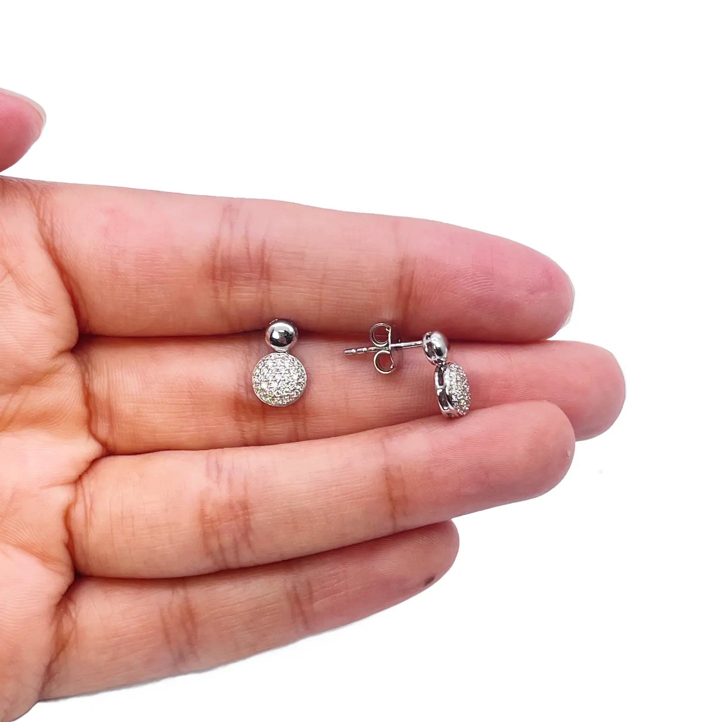 18ct White Gold Diamond Round Necklace Stud Earrings Matching Set 0.58ct 