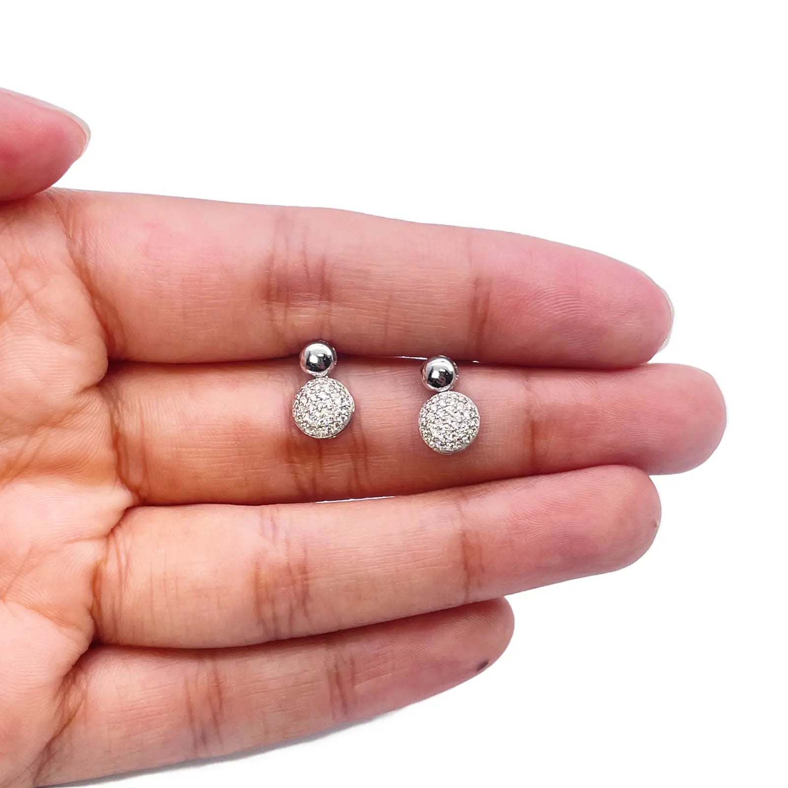 18ct White Gold Diamond Round Necklace Stud Earrings Matching Set 0.58ct 