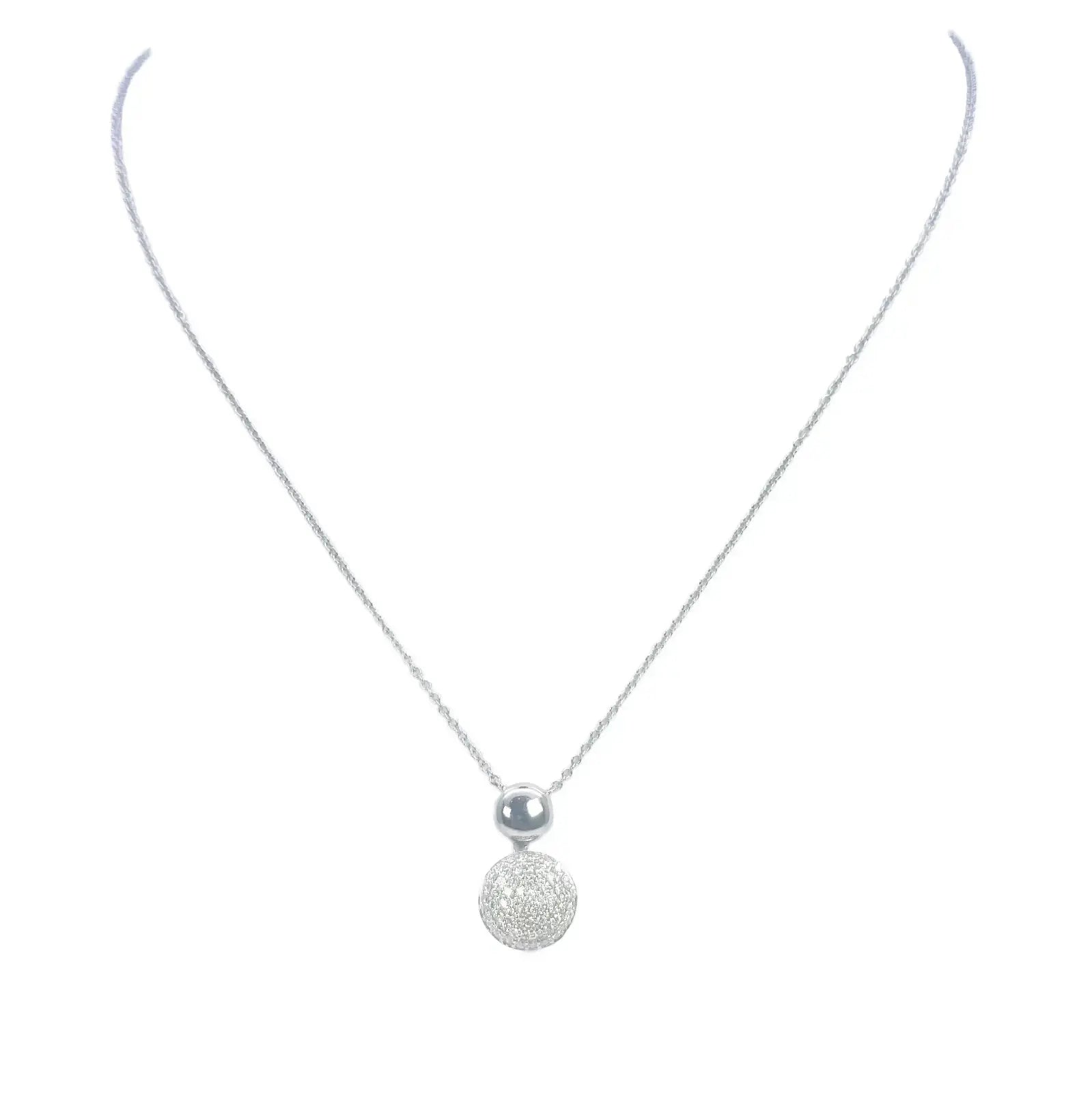 18ct White Gold Diamond Round Necklace Stud Earrings Matching Set 0.58ct 