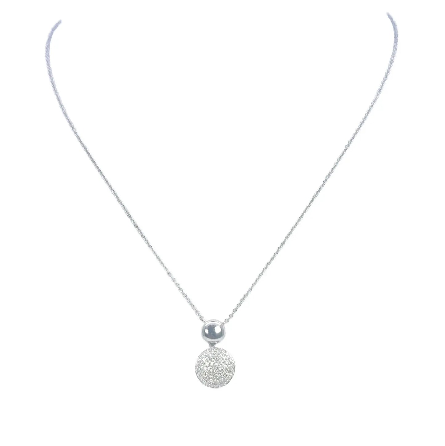 18ct White Gold Diamond Round Necklace Stud Earrings Matching Set 0.58ct 