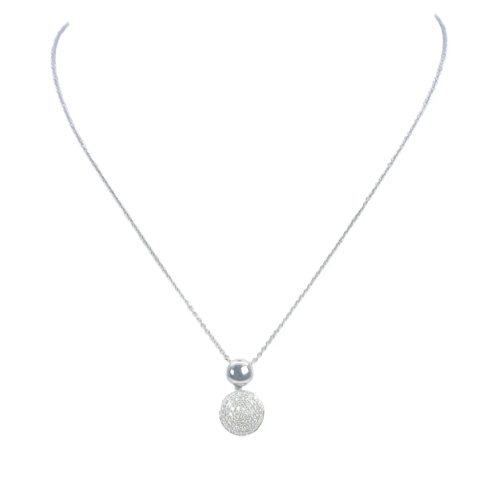 18ct White Gold Diamond Round Necklace Stud Earrings Matching Set 0.58ct 