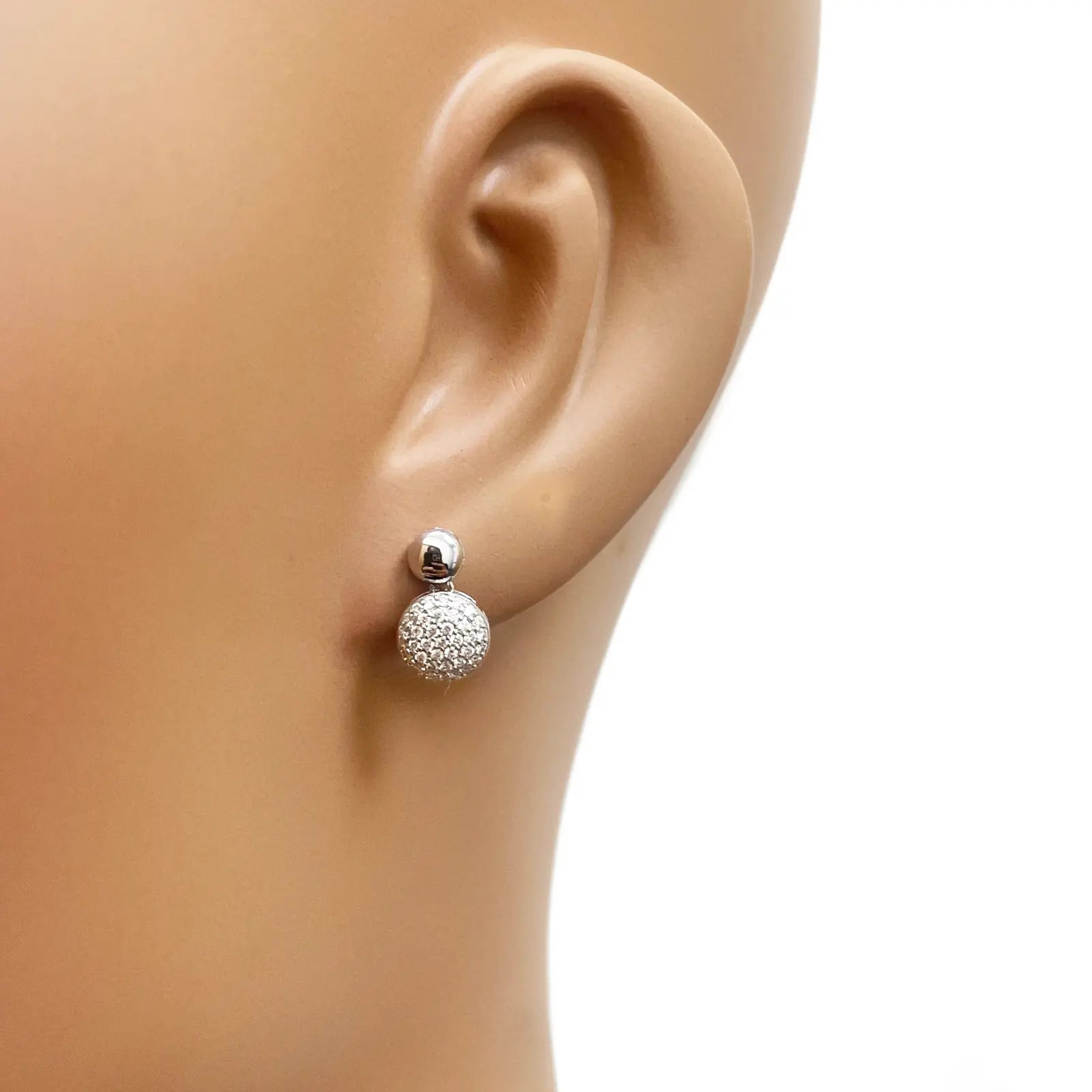 18ct White Gold Diamond Round Necklace Stud Earrings Matching Set 0.58ct 