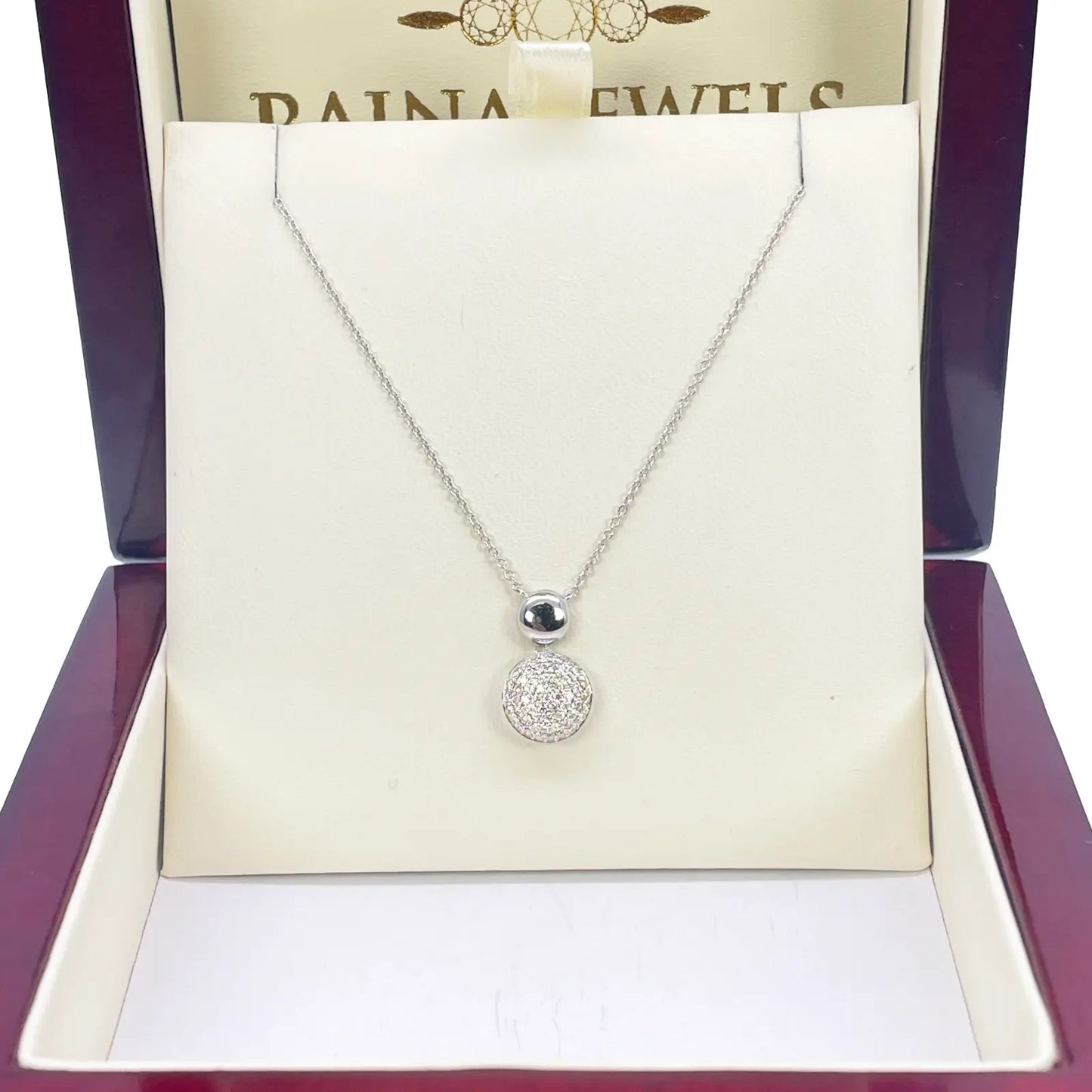 18ct White Gold Diamond Round Necklace Stud Earrings Matching Set 0.58ct 