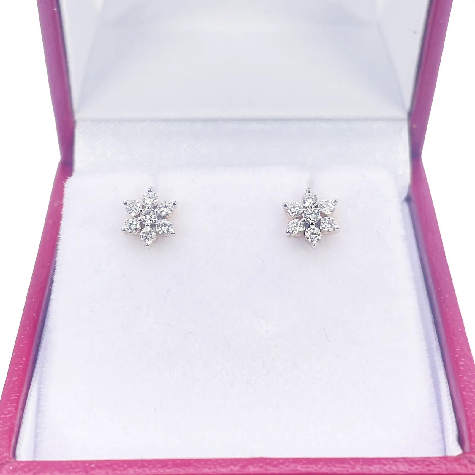 18ct White Gold Diamond Stud Flower Shaped Earrings 0.25ct 