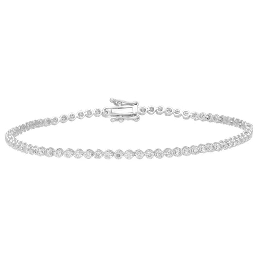 18ct White Gold Diamond Tennis Bracelet 1.00ct 7.2'' Inches  Diamond Bracelets
