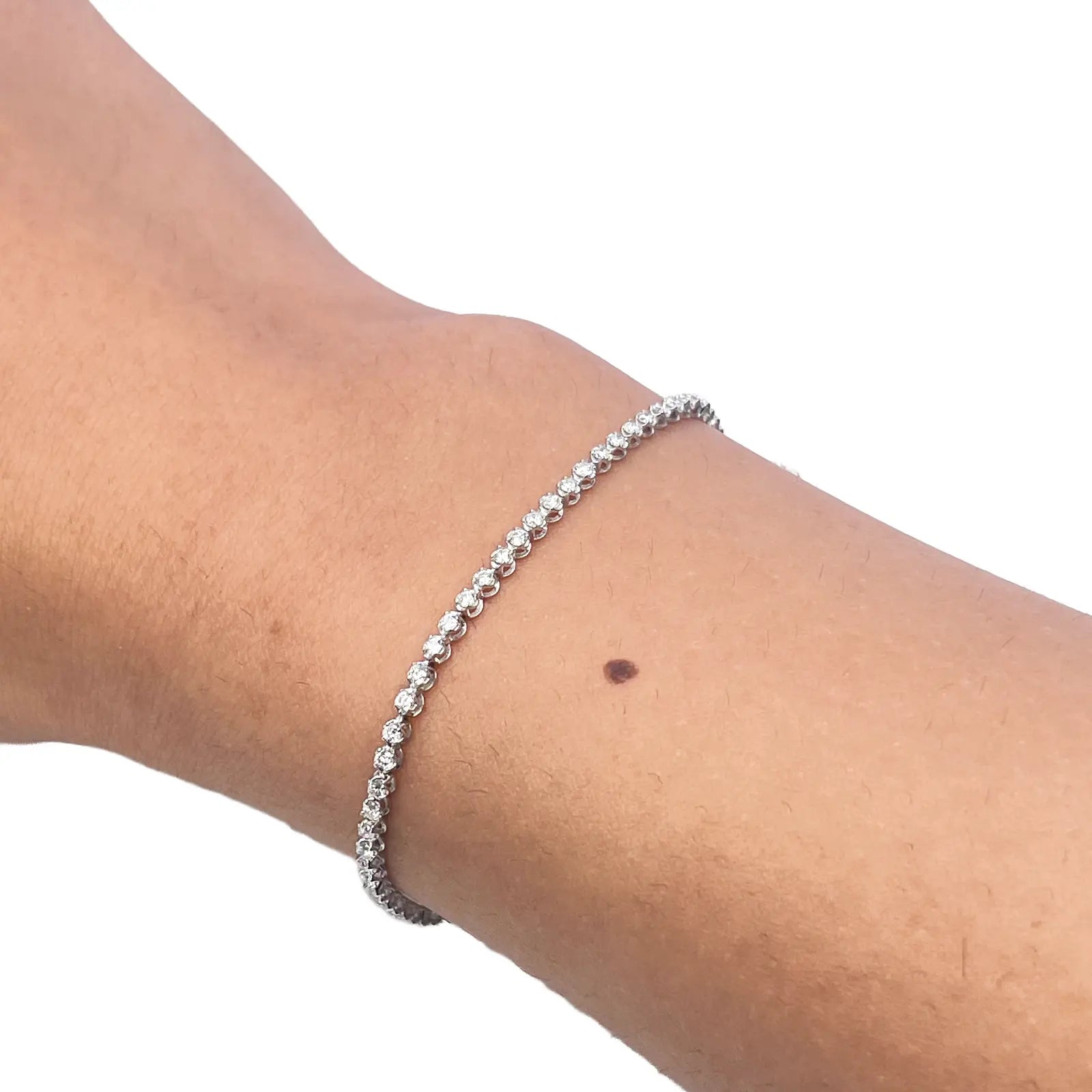 18ct White Gold Diamond Tennis Bracelet 1.00ct 7.2'' Inches  Diamond Bracelets